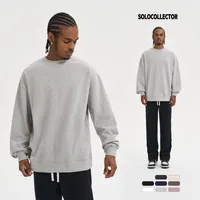 Men's 380g Cotton Hoodie Oversized Plain Crewneck Streetwear Vintage FOG - Inspired Color Blocking main image 2