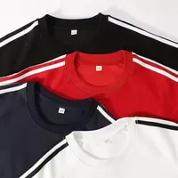 Unisex Raglan Sleeve Sport Sweatshirt With Three Stripes, Round Neck Loose Fit Casual Cotton Fleece Long Sleeve Custom Set main image 2