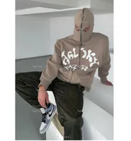 Y2K Graphic Zip Hoodie With Star & Letter Print, Funny Long Sleeve Pullover For Quirky Halloween Costumes sku image 3