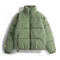Men's Winter Thickened Warm Cotton Jacket, Korean Style Solid Color Down Padded Coat For Students, Warm Winter Outwear main image 2