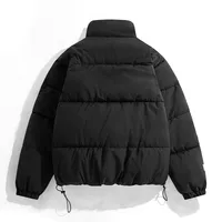 Men's Winter Thickened Warm Cotton Jacket, Korean Style Solid Color Down Padded Coat For Students, Warm Winter Outwear main image 4