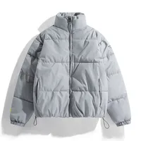 Men's Winter Thickened Warm Cotton Jacket, Korean Style Solid Color Down Padded Coat For Students, Warm Winter Outwear main image 5