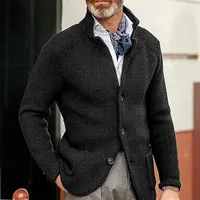 Men's Casual Long Sleeve Solid Color Knit Jacket, European Style Autumn Outerwear Coat, New Arrival main image 1