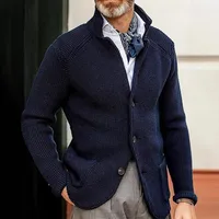 Men's Casual Long Sleeve Solid Color Knit Jacket, European Style Autumn Outerwear Coat, New Arrival main image 4