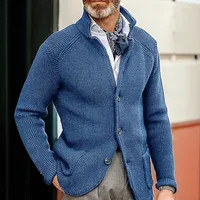 Men's Casual Long Sleeve Solid Color Knit Jacket, European Style Autumn Outerwear Coat, New Arrival main image 5