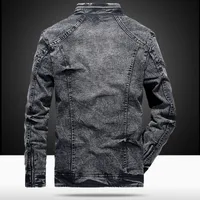 English Title: Korean Style Cotton Slim Fit Vintage Denim Jacket For Men, Autumn Winter Trendy Casual Outerwear Youth Fashion main image 1