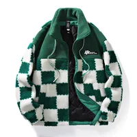 Checkered Lambswool Coat Unisex Winter Casual Outerwear - Trendy Plaid Fleece Jacket, Versatile Streetwear Style main image 2