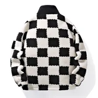 Checkered Lambswool Coat Unisex Winter Casual Outerwear - Trendy Plaid Fleece Jacket, Versatile Streetwear Style main image 3
