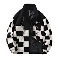 Checkered Lambswool Coat Unisex Winter Casual Outerwear - Trendy Plaid Fleece Jacket, Versatile Streetwear Style main image 5