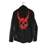 Spring Autumn Men's Casual Jacket Korean Trendy Plus Size Washed Denim Coat With Skull Design sku image 4