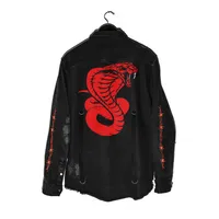 Spring Autumn Men's Casual Jacket Korean Trendy Plus Size Washed Denim Coat With Skull Design sku image 7