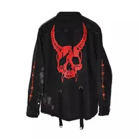 Spring Autumn Men's Casual Jacket Korean Trendy Plus Size Washed Denim Coat With Skull Design main image 4