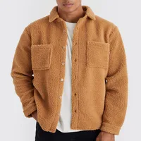 Men's Fleece Sherpa Jacket - Soft Winter Coat, Button - Up Cardigan, Solid Color, Oversized Fit Autumn Winter main image 1