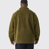 Men's Fleece Sherpa Jacket - Soft Winter Coat, Button - Up Cardigan, Solid Color, Oversized Fit Autumn Winter main image 2