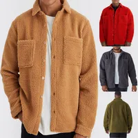 Men's Fleece Sherpa Jacket - Soft Winter Coat, Button - Up Cardigan, Solid Color, Oversized Fit Autumn Winter main image 3