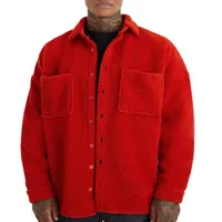 Men's Fleece Sherpa Jacket - Soft Winter Coat, Button - Up Cardigan, Solid Color, Oversized Fit Autumn Winter main image 4