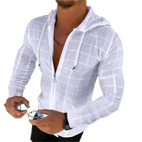 Men's British Hooded Long Sleeve Shirt, Solid Color Brushed Fleece Open Front Cardigan, Summer Casual Youth Fashion sku image 2