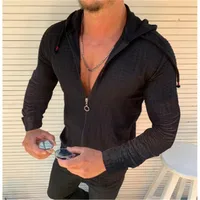 Men's British Hooded Long Sleeve Shirt, Solid Color Brushed Fleece Open Front Cardigan, Summer Casual Youth Fashion sku image 10