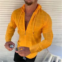 Men's British Hooded Long Sleeve Shirt, Solid Color Brushed Fleece Open Front Cardigan, Summer Casual Youth Fashion sku image 22