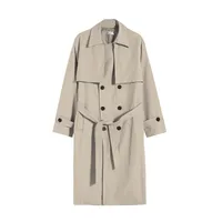 Men's Double - Breasted Trench Coat Korean Style Loose Fit Trendy Knee - Length Overcoat Mid - Length Casual Jacket main image 5
