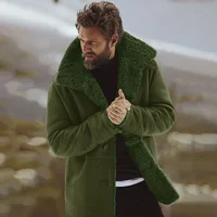 Men's Shearling & Wool Blend Hooded Mid-Length Coat - Autumn Winter Warm Fleece Lined Outerwear main image 1