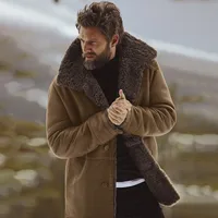 Men's Shearling & Wool Blend Hooded Mid-Length Coat - Autumn Winter Warm Fleece Lined Outerwear main image 4