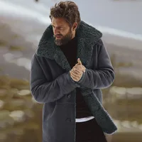Men's Shearling & Wool Blend Hooded Mid-Length Coat - Autumn Winter Warm Fleece Lined Outerwear main image 3