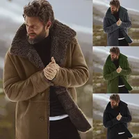 Men's Shearling & Wool Blend Hooded Mid-Length Coat - Autumn Winter Warm Fleece Lined Outerwear main image 5