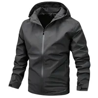 Men's Spring Autumn Hooded Jacket, Solid Color Casual Coat For Outdoor Activities, Lightweight Windbreaker main image 1