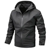 Men's Spring Autumn Hooded Jacket, Solid Color Casual Coat For Outdoor Activities, Lightweight Windbreaker sku image 1