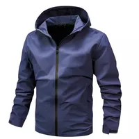 Men's Spring Autumn Hooded Jacket, Solid Color Casual Coat For Outdoor Activities, Lightweight Windbreaker main image 5