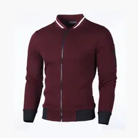 New Men's Casual Zip-Up Hooded Cardigan With Stand Collar And Checkered Pattern, Lightweight Streetwear Jacket main image 1