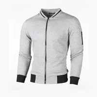 New Men's Casual Zip-Up Hooded Cardigan With Stand Collar And Checkered Pattern, Lightweight Streetwear Jacket main image 5