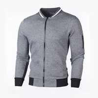 New Men's Casual Zip-Up Hooded Cardigan With Stand Collar And Checkered Pattern, Lightweight Streetwear Jacket main image 2