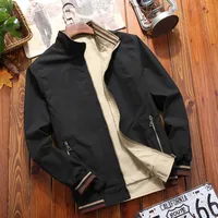 Reversible Stand Collar Jacket For Men, Lightweight Casual Spring Autumn Coat, Trendy Youth Outerwear main image 2