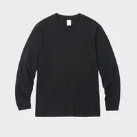 Unisex American Style 100% Cotton Long Sleeve T - Shirt, Winter Warmth Loose Fit Round Neck Combed Cotton Solid Color Top sku image 10