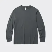 Unisex American Style 100% Cotton Long Sleeve T - Shirt, Winter Warmth Loose Fit Round Neck Combed Cotton Solid Color Top sku image 11