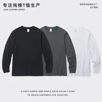 Unisex American Style 100% Cotton Long Sleeve T - Shirt, Winter Warmth Loose Fit Round Neck Combed Cotton Solid Color Top main image 4