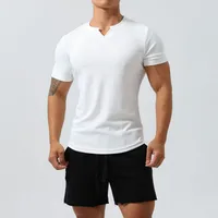 Men's Slim Fit V - Neck Quick - Dry Sport Shirt For Outdoor Running & Gym - Breathable Short Sleeve Solid Color Athletic Top main image 1