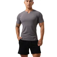 Men's Slim Fit V - Neck Quick - Dry Sport Shirt For Outdoor Running & Gym - Breathable Short Sleeve Solid Color Athletic Top main image 2