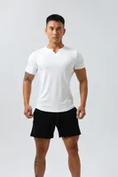 Men's Slim Fit V - Neck Quick - Dry Sport Shirt For Outdoor Running & Gym - Breathable Short Sleeve Solid Color Athletic Top sku image 5