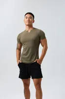 Men's Slim Fit V - Neck Quick - Dry Sport Shirt For Outdoor Running & Gym - Breathable Short Sleeve Solid Color Athletic Top sku image 14