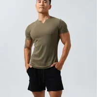 Men's Slim Fit V - Neck Quick - Dry Sport Shirt For Outdoor Running & Gym - Breathable Short Sleeve Solid Color Athletic Top main image 5
