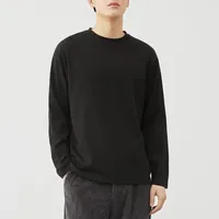 Men's Heavyweight Cotton Long Sleeve T - Shirt, Autumn Casual Round Neck Loose Fit Solid Color Sweatshirt Top main image 2