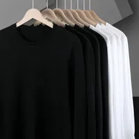 Men's Heavyweight Cotton Long Sleeve T - Shirt, Autumn Casual Round Neck Loose Fit Solid Color Sweatshirt Top main image 4
