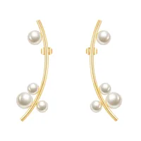 1 Pair Vacation Simple Style Solid Color Plating Imitation Pearl Titanium Steel Ear Studs main image 2