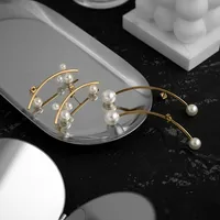 1 Pair Vacation Simple Style Solid Color Plating Imitation Pearl Titanium Steel Ear Studs main image 3