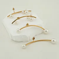 1 Pair Vacation Simple Style Solid Color Plating Imitation Pearl Titanium Steel Ear Studs main image 1
