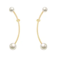 1 Pair Vacation Simple Style Solid Color Plating Imitation Pearl Titanium Steel Ear Studs main image 4