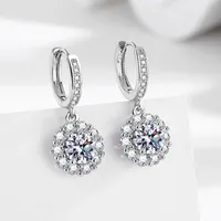 1 Pair Vacation Simple Style Flower Inlay Copper Imitation Moissanite Drop Earrings main image 1